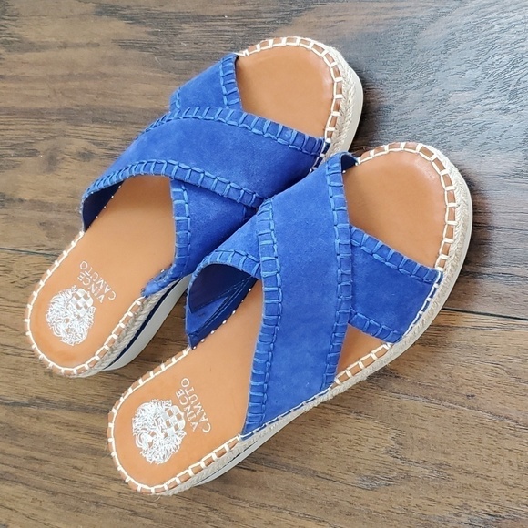 Vince Camuto Belisnda Leather Crossband Slide Platform Sandles Size 8W - Picture 4 of 17